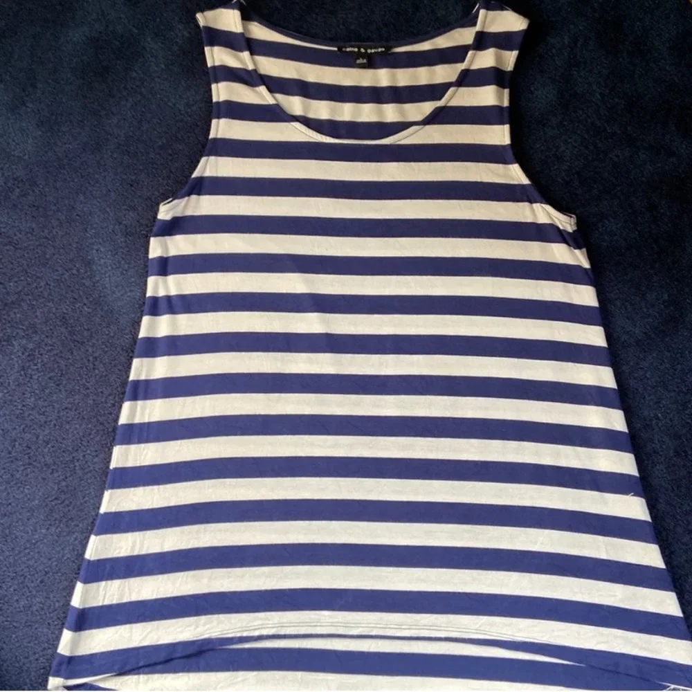 EUC Cable & Gauge Blue and White Striped Tank Sz L - Picture 1 of 5